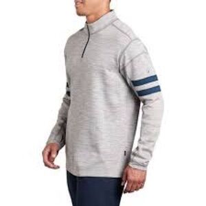 KULE Men's Gray and Blue Zip-Up Sweater